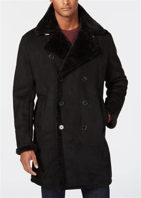 guess men's faux shearling overcoat.